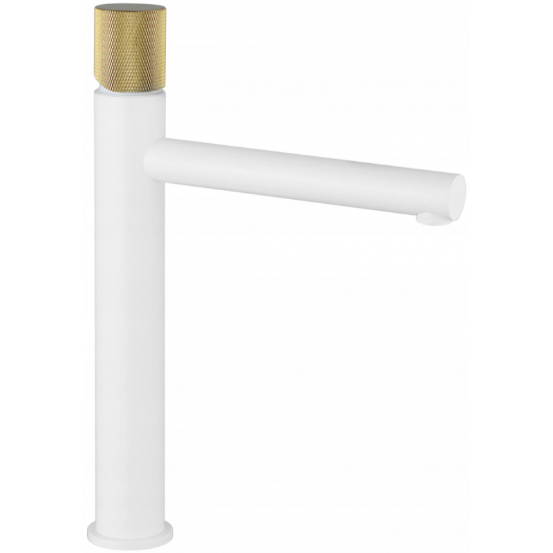 Mexen Elba One high washbasin mixer tap, White/Gold - 74111-25