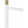 Mexen Elba One high washbasin faucet, white/gold - 74111-25