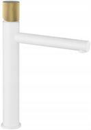 Mexen Elba One high washbasin mixer tap, White/Gold - 74111-25