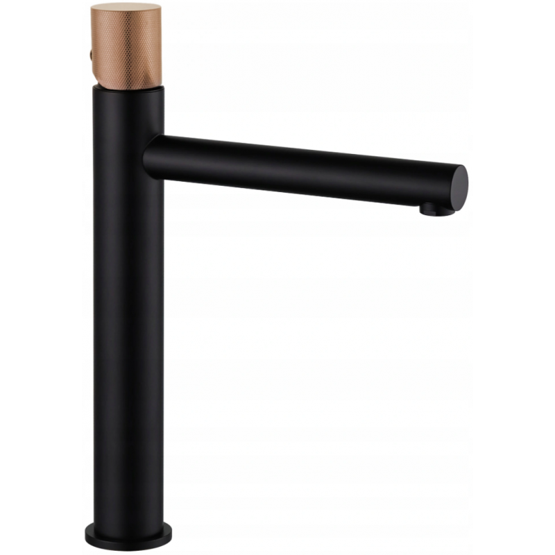 Mexen Elba One high washbasin mixer tap, Black/Rose gold - 74111-76