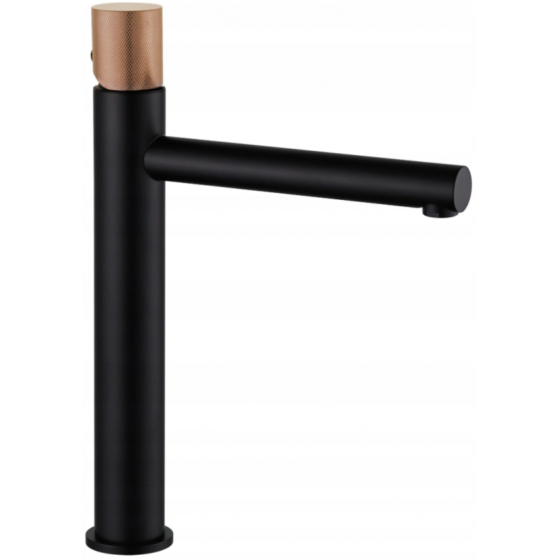 Mexen Elba One high washbasin tap, black/rose gold - 74111-76