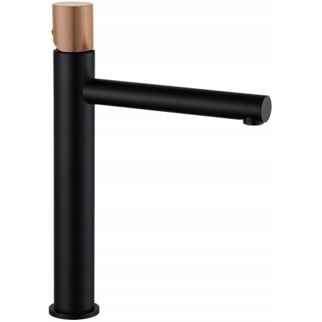 Mexen Elba One high washbasin mixer tap, Black/Rose gold - 74111-76