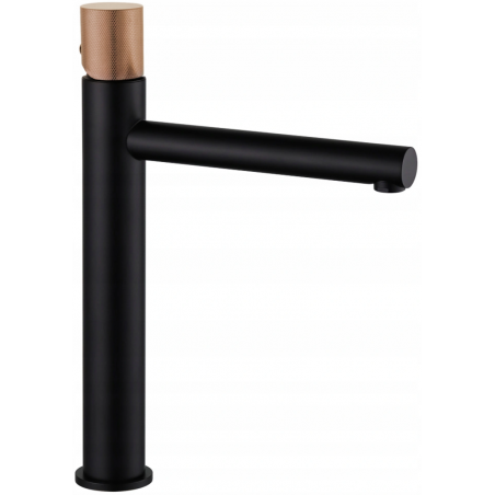 Mexen Elba One high washbasin tap, black/rose gold - 74111-76