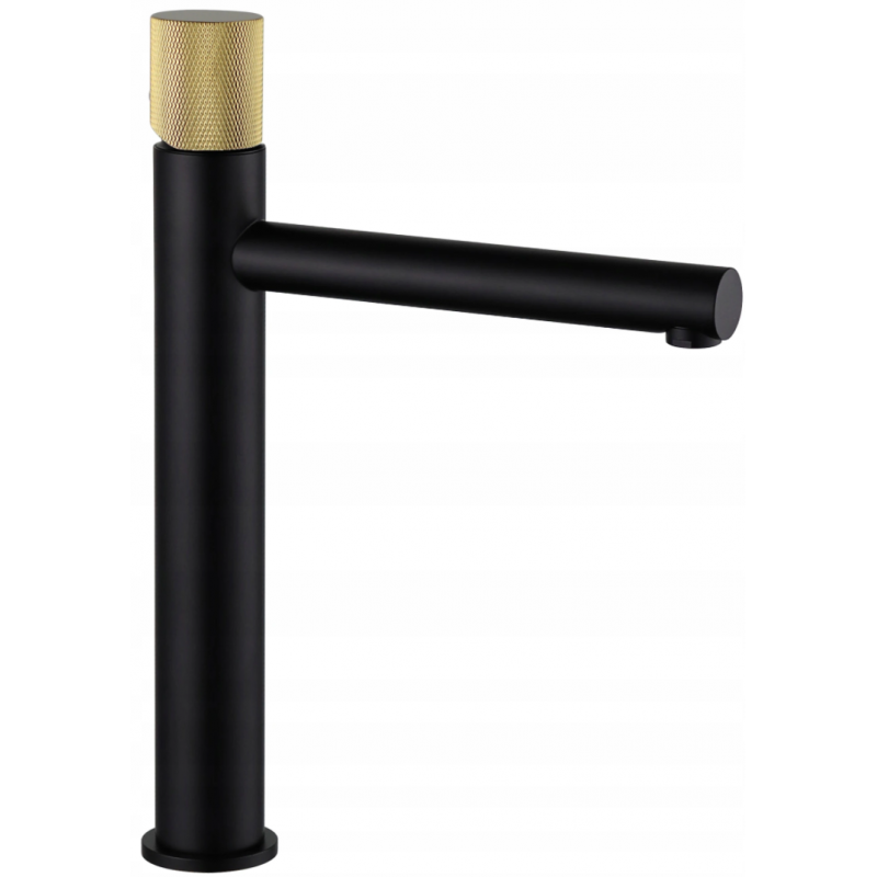 Mexen Elba One high basin mixer tap, black/gold - 74111-75