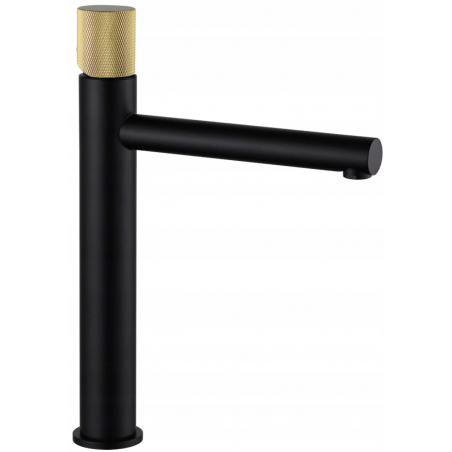 Mexen Elba One high washbasin faucet, black/gold - 74111-75