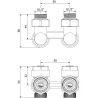 Mexen DN50 Dual-Pipe Radiator Valve, Angle 1/2"x16 mm, Nickel - W911-016-01