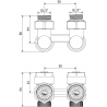 Mexen radiator valve dual-pipe DN50, angled 1/2"x16 mm, nickel - W911-016-01