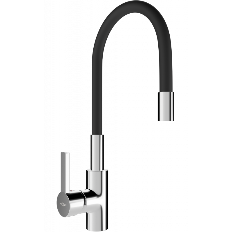 Mexen Flex kitchen faucet, chrome/black - 670900-07