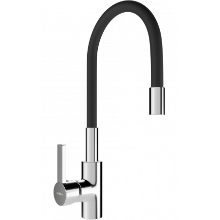 Mexen Flex kitchen tap, chrome/black - 670900-07