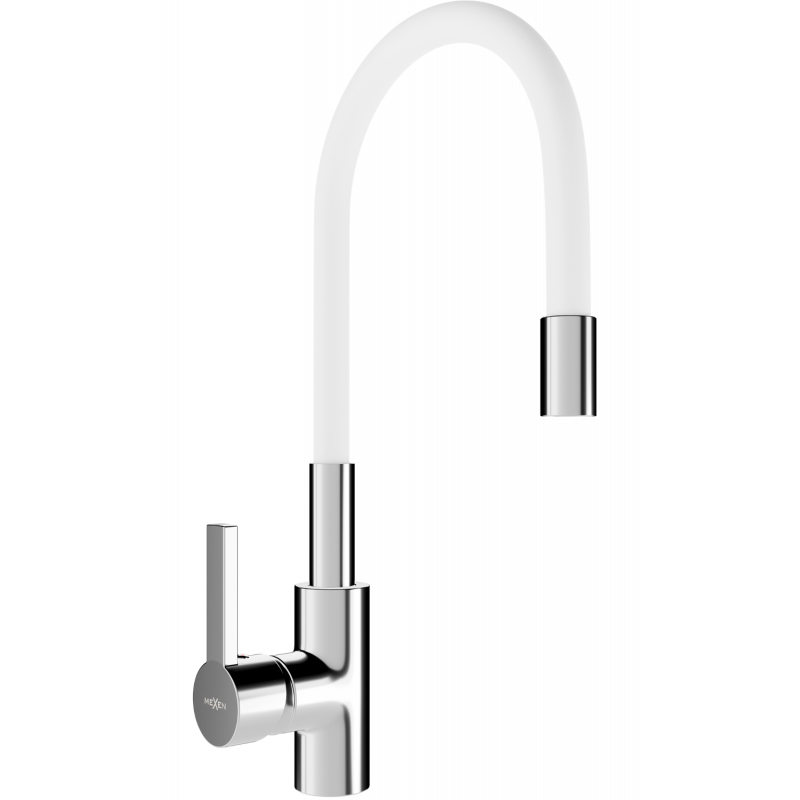 Mexen Flex kitchen faucet, chrome/white - 670900-02
