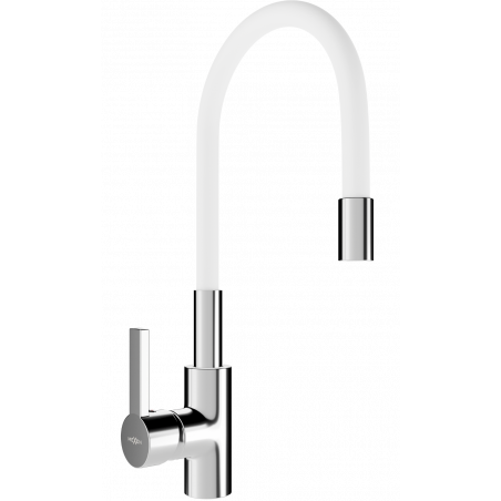 Mexen Flex kitchen mixer tap, Chrome/White - 670900-02