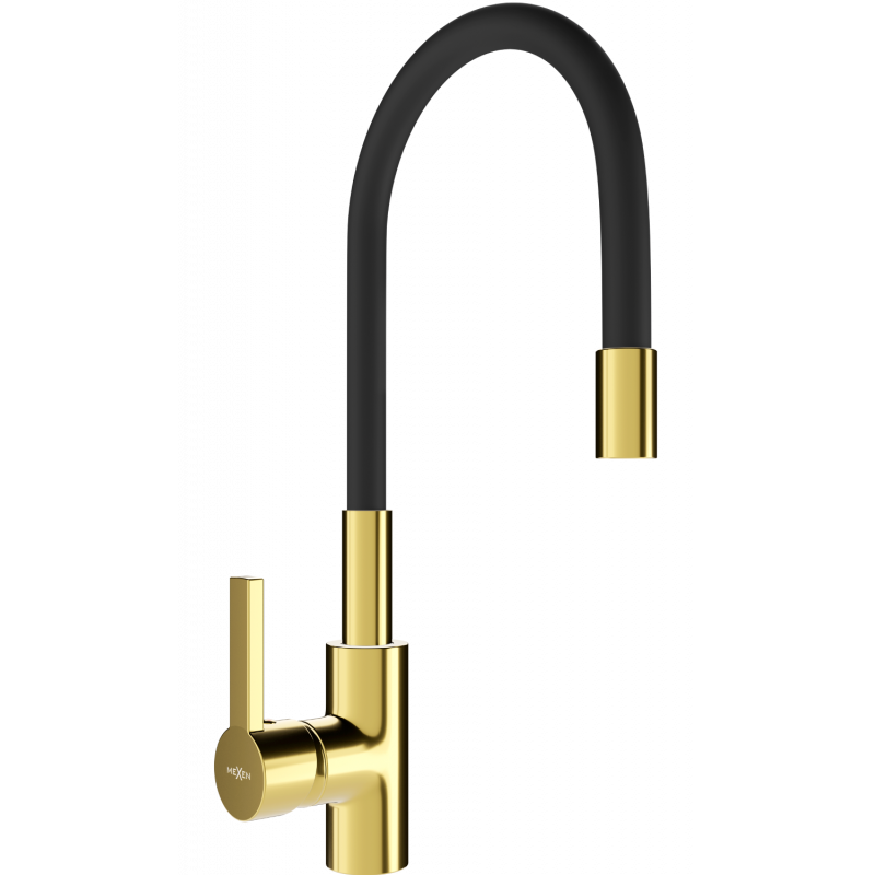 Mexen Flex kitchen mixer tap, Gold/Black - 670900-57