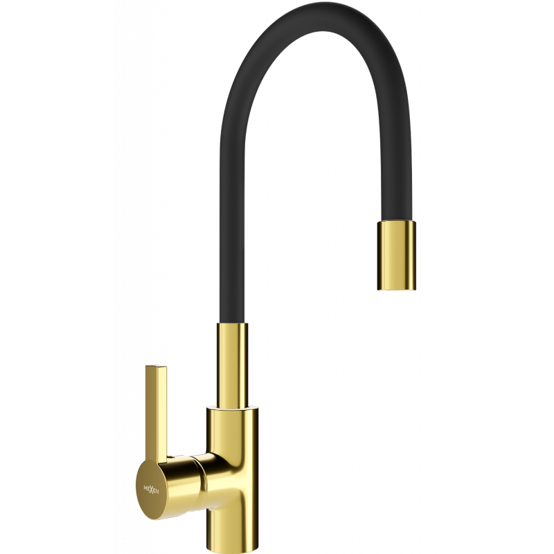 Mexen Flex kitchen tap, gold/black - 670900-57