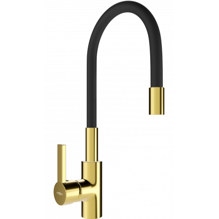 Mexen Flex kitchen mixer tap, Gold/Black - 670900-57
