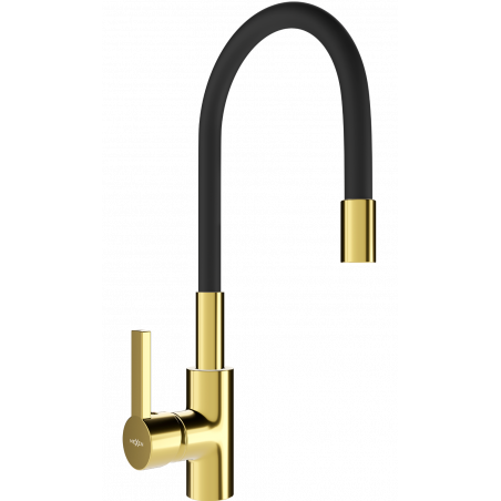 Mexen Flex kitchen tap, gold/black - 670900-57