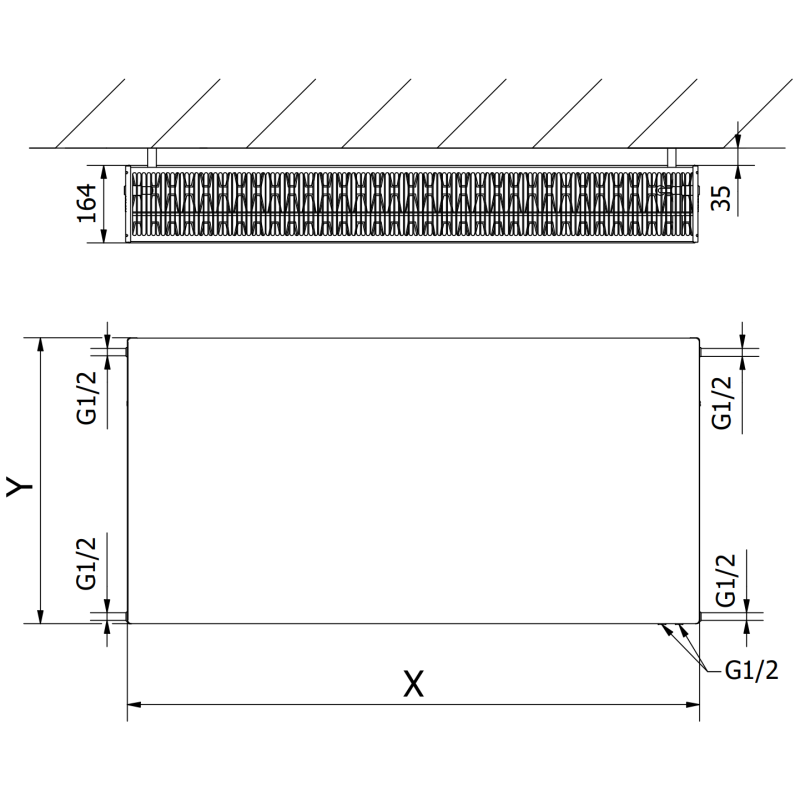 Mexen Flat CVF33 panel radiator 400 x 700 mm, bottom connection, 1107 W, black - W633F-040-070-70