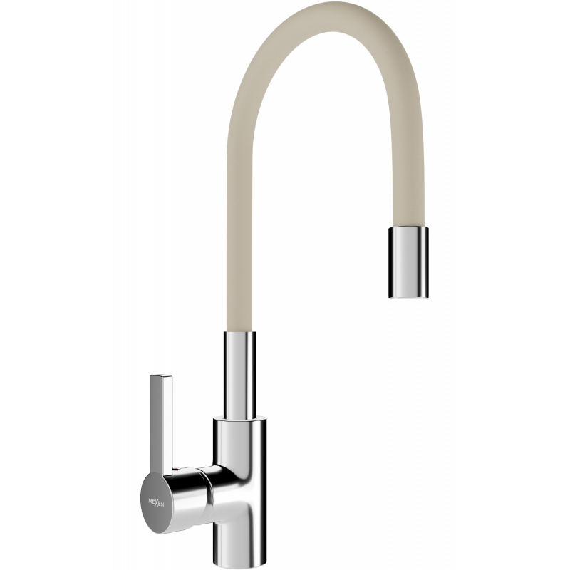 Mexen Flex kitchen faucet, chrome/beige - 670900-09