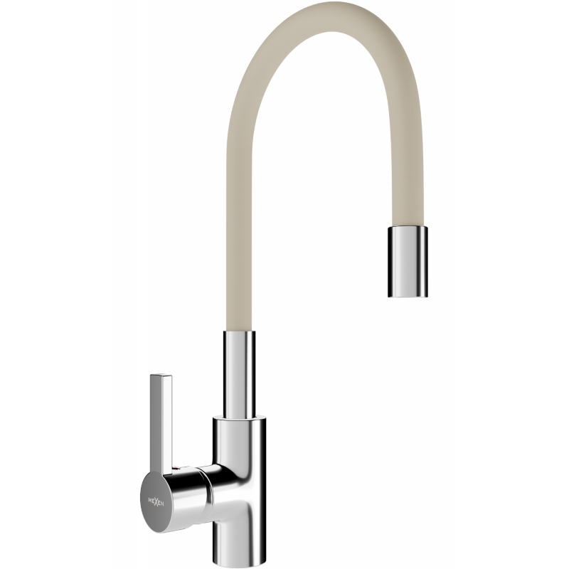 Mexen Flex kitchen mixer tap, Chrome/Beige - 670900-09