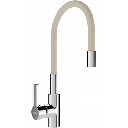Mexen Flex kitchen faucet, chrome/beige - 670900-09