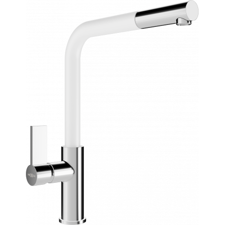 Mexen Flora kitchen faucet, chrome/white - 670401-02