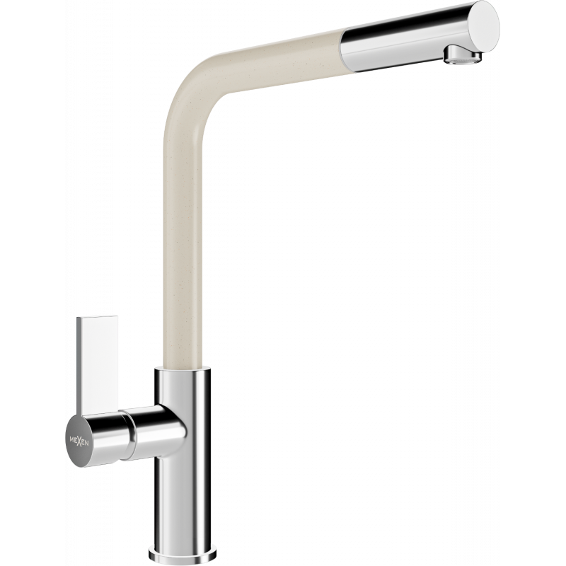 Mexen Flora kitchen tap, chrome/beige - 670401-09