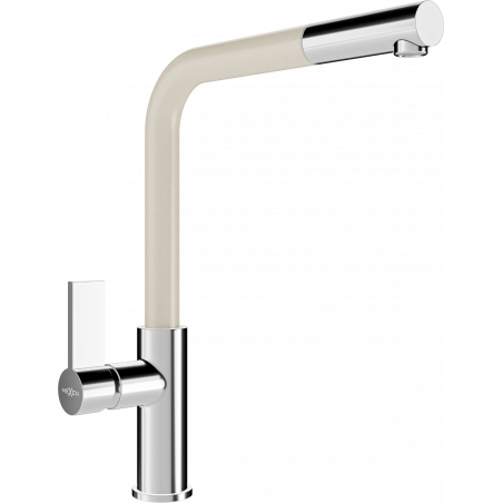 Mexen Flora kitchen tap, chrome/beige - 670401-09