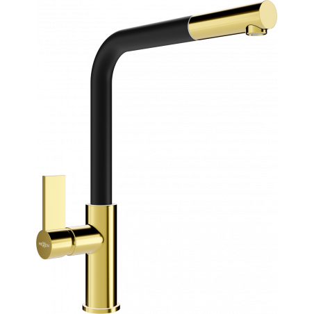 Mexen Flora kitchen mixer tap, Gold/Black - 670401-57