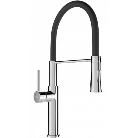 Mexen Dina kitchen faucet, chrome/black - 672701-07