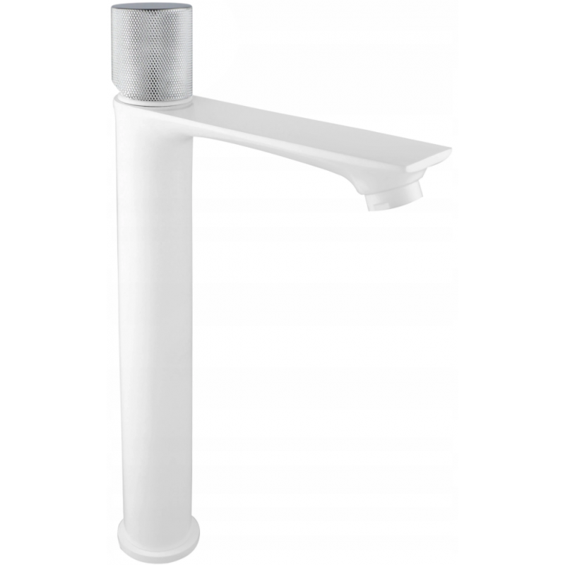 Mexen Royo One high basin mixer tap, white/chrome - 72211-22