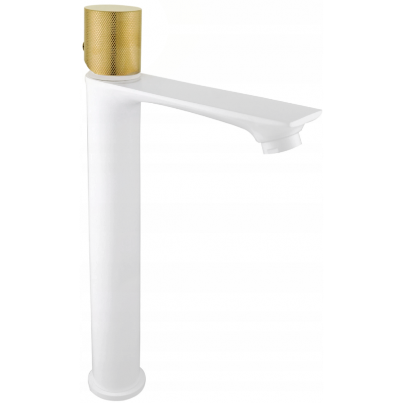 Mexen Royo One high washbasin faucet, white/gold - 72211-25