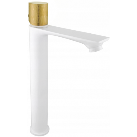 Mexen Royo One high washbasin faucet, white/gold - 72211-25