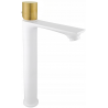 Mexen Royo One high washbasin faucet, white/gold - 72211-25