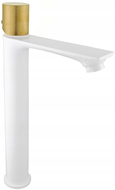 Mexen Royo One high washbasin faucet, white/gold - 72211-25