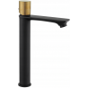 Mexen Royo One high washbasin mixer tap, Black/Gold - 72211-75