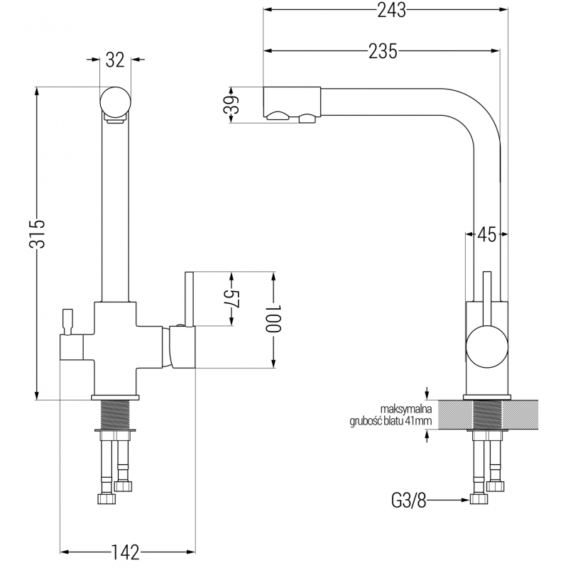 Mexen Duero kitchen faucet, stainless steel - 671600-99