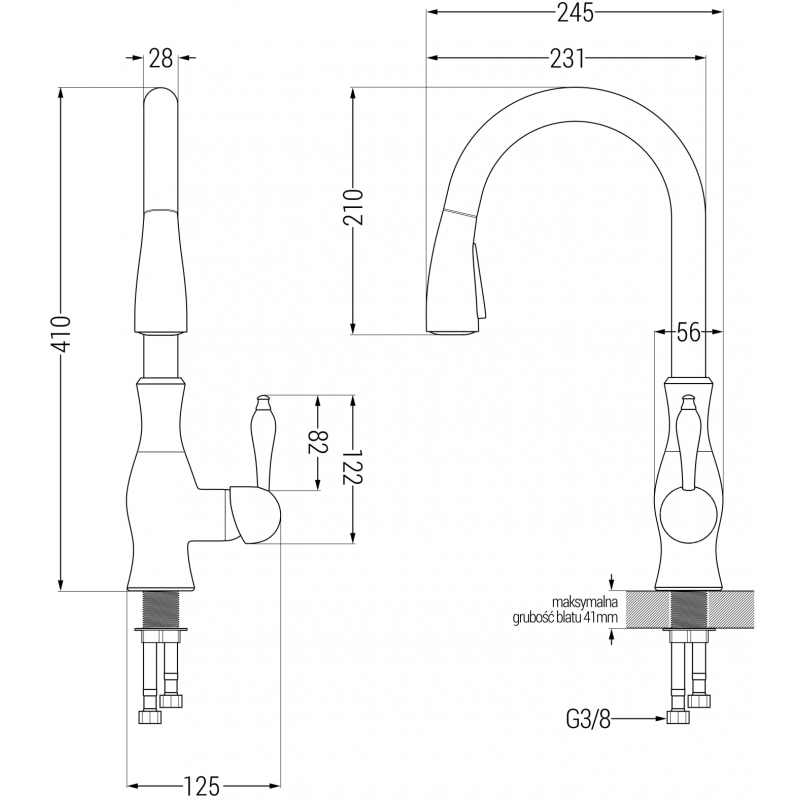 Mexen Savita kitchen faucet, gray - 672601-61