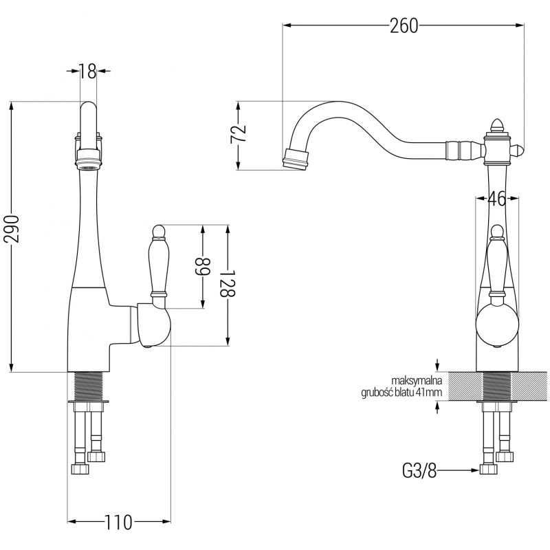 Mexen Carla kitchen tap, black - 670700-70