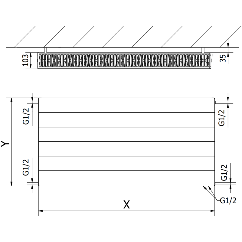 Mexen Line CVL22 panel radiator 300 x 700 mm, bottom connection, 630 W, anthracite - W622L-030-070-66