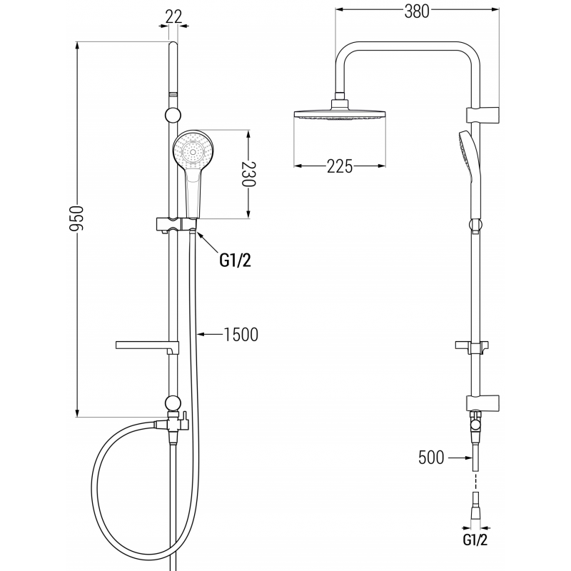Mexen Erik shower column, chrome - 78205-00