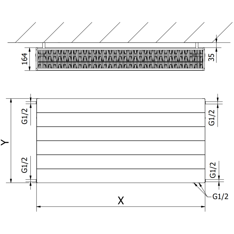 Mexen Line CVL33 panel radiator 600 x 1000 mm, bottom connection, 2201 W, anthracite - W633L-060-100-66