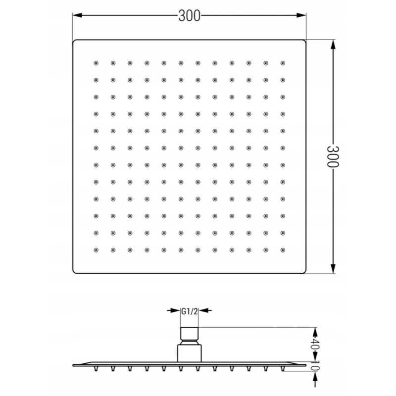 Mexen Slim showerhead 30 x 30 cm, brushed gun gray - 79130-66