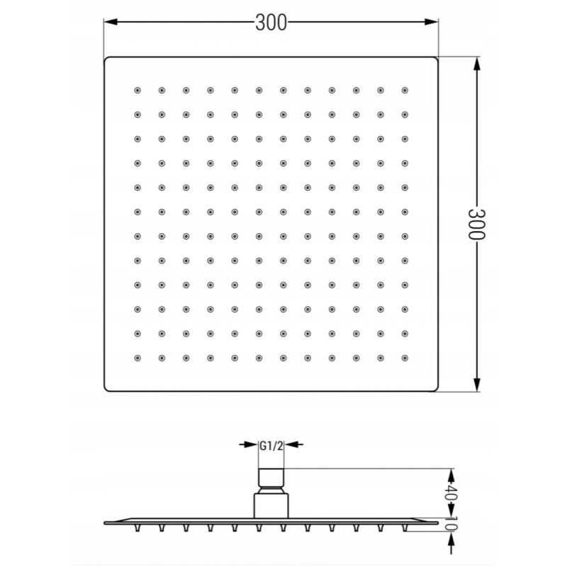 Mexen Slim shower head 30 x 30 cm, white - 79130-20