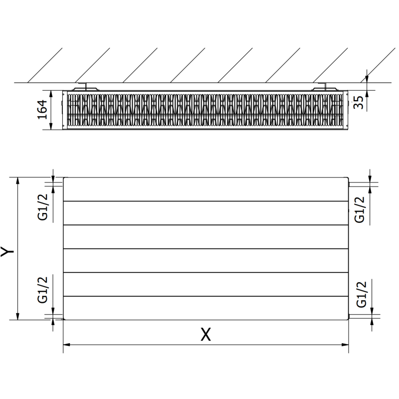 Mexen Line CL33 Plate Radiator 300 x 800 mm, side connection, 992 W, black - W433L-030-080-70