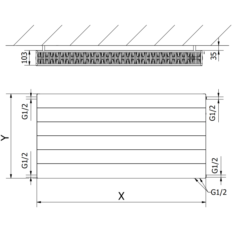 Mexen Line CVL22 Panel Radiator 900 x 400 mm, Bottom Connection, 880 W, Black - W622L-090-040-70