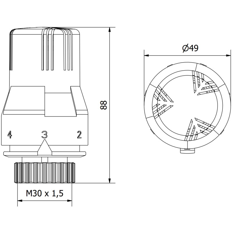Mexen Uni-G thermostatic radiator head, black - W908-002-70