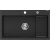 Mexen Omar granite sink 1-bowl 800 x 480 mm, black/silver metallic, chrome siphon - 6520801005-73