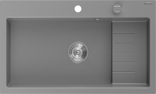 Mexen Omar granite sink 1-bowl 800 x 480 mm, gray, chrome siphon - 6520801005-71