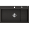 Mexen Omar granite sink 1-bowl 800 x 480 mm, black/gold metallic, chrome siphon - 6520801005-75