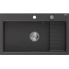 Mexen Omar granite kitchen sink 1-bowl 800 x 480 mm, black speckled, chrome syphon - 6520801005-76
