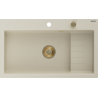 Mexen Omar granite sink 1-bowl 800 x 480 mm, beige, golden siphon - 6520801005-69-G